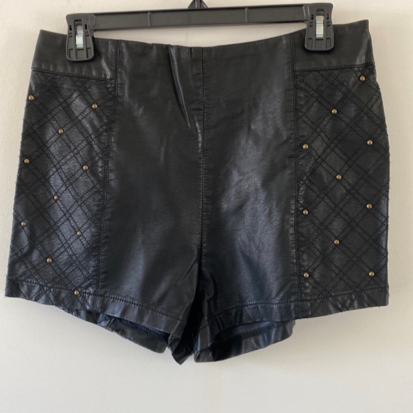 silence + noise Pants - Silence + Noise Faux Black Leather Studded Shorts. Size 10